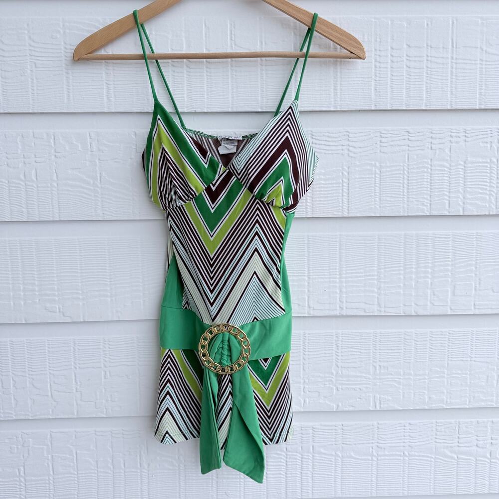 Muaa USA Y2K Geometric Handkerchief Hem Cami Tunic Top Small